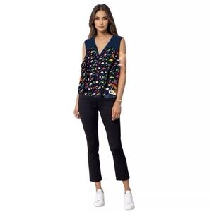 MODCLOTH Woman’s Sleeveless Top Polka Dot Multicolor Retro Vintage Novelty Sz L